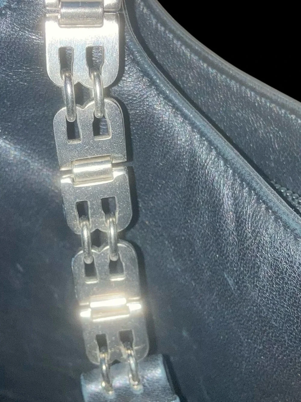 BALLY Black Leather Handbag w/ Silver Iconic "B" Handles - Picture 5 of 8